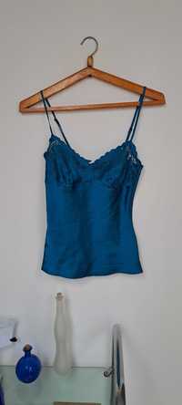 Top satyna petrol H&M XS