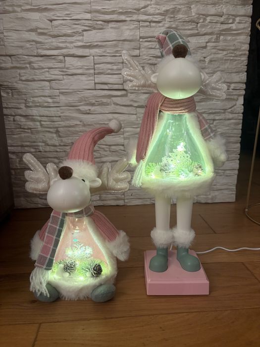 Zestaw 2x figurka led renifer, nowe, na baterie i usb ala Home&You