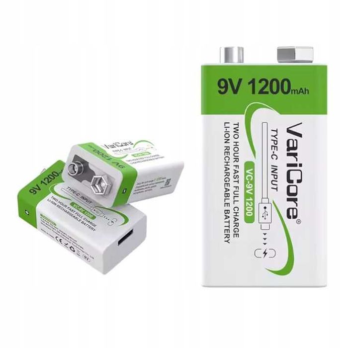 Akumulator bateria ogniwo VariCore 9V USB 9V Li-ion 1200mAh 6F22/6LR61