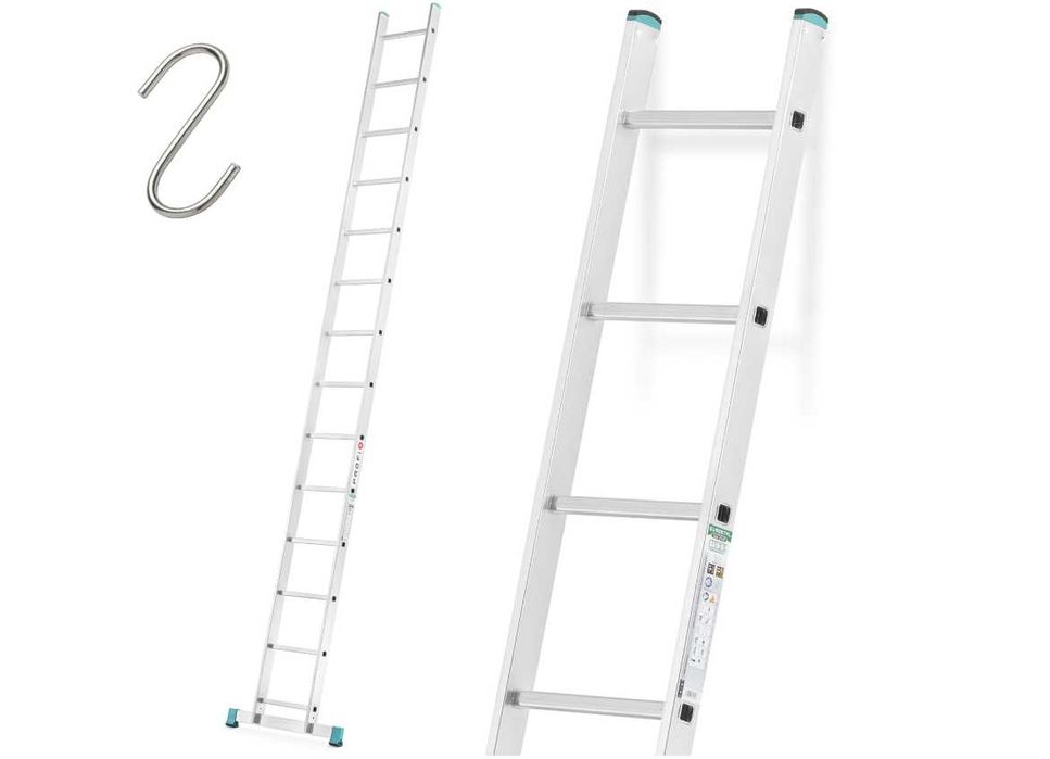 DRABINA 1-elementowa 1x14 / długość: 3,98 m / wysokość robocza: 5,5 m