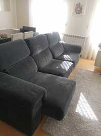 Sofá preto com 3 chaise longue