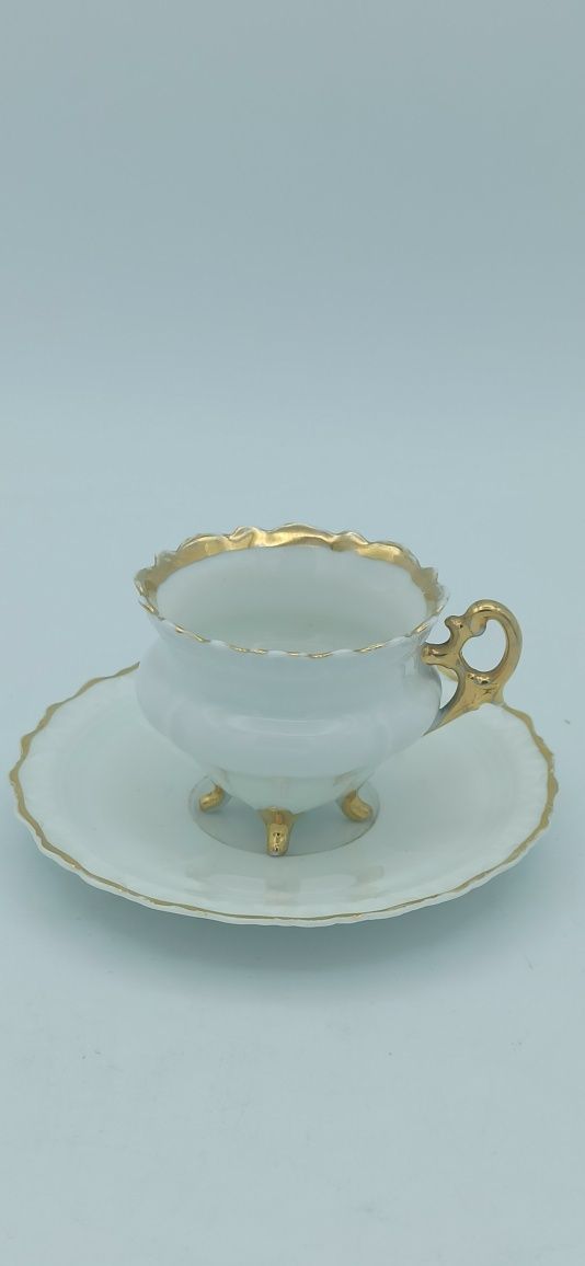 Porcelana Śląska OHME Szczawienko DUO Mokka  Złocenia UNIKAT