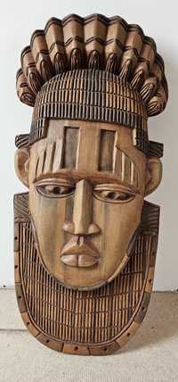 Maska płaskorzeźba drewniana