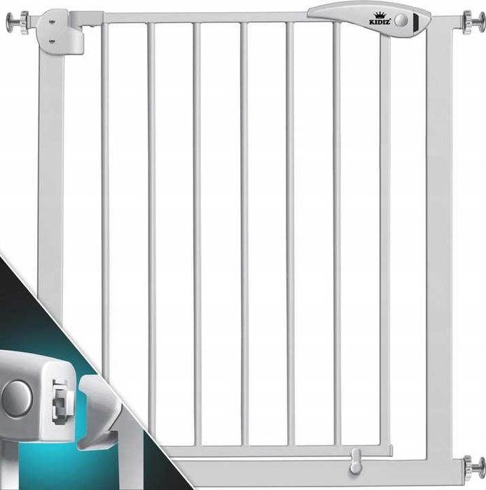 Barierka na drzwi schody rozporowa 74-87cm Szara dla dzieci zwierząt