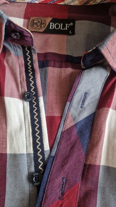 Koszula męska Bolf w kratkę z długimi rękawami