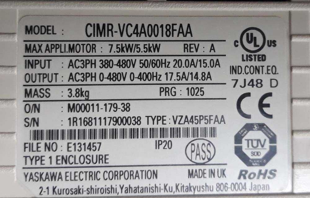 V1000 Yaskawa CIMR-VC4A0018FAA