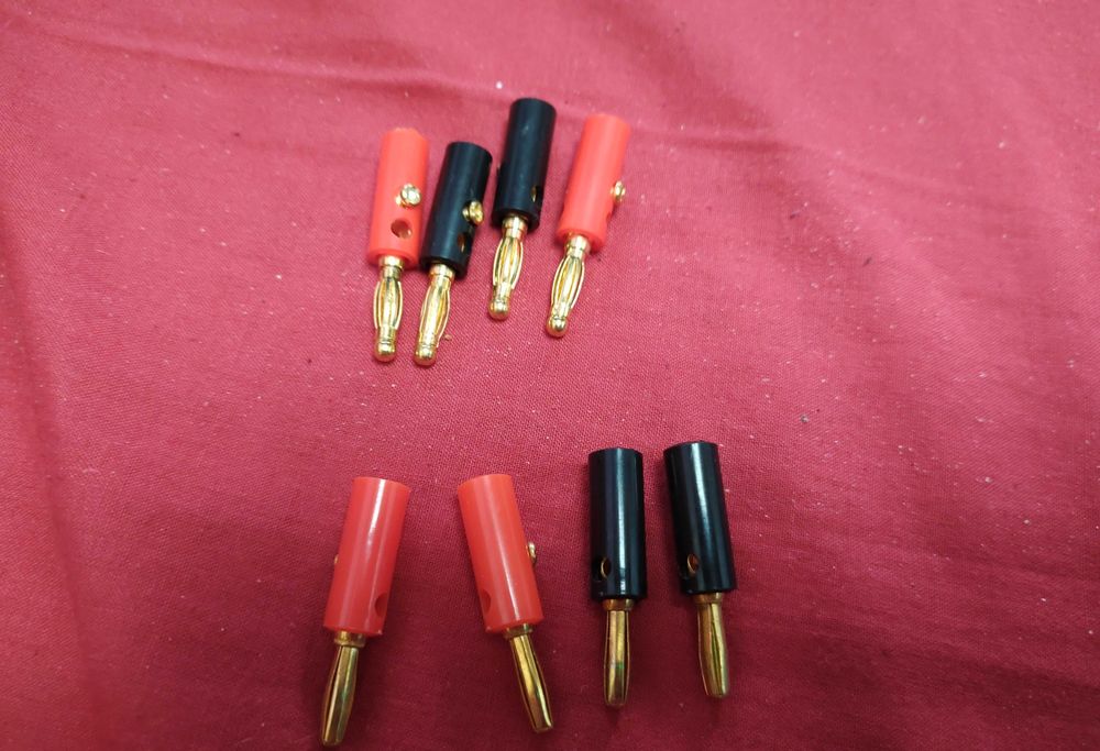 Разъём, штекер акустический банан, с зажимным винтом, позолота, 8 штук