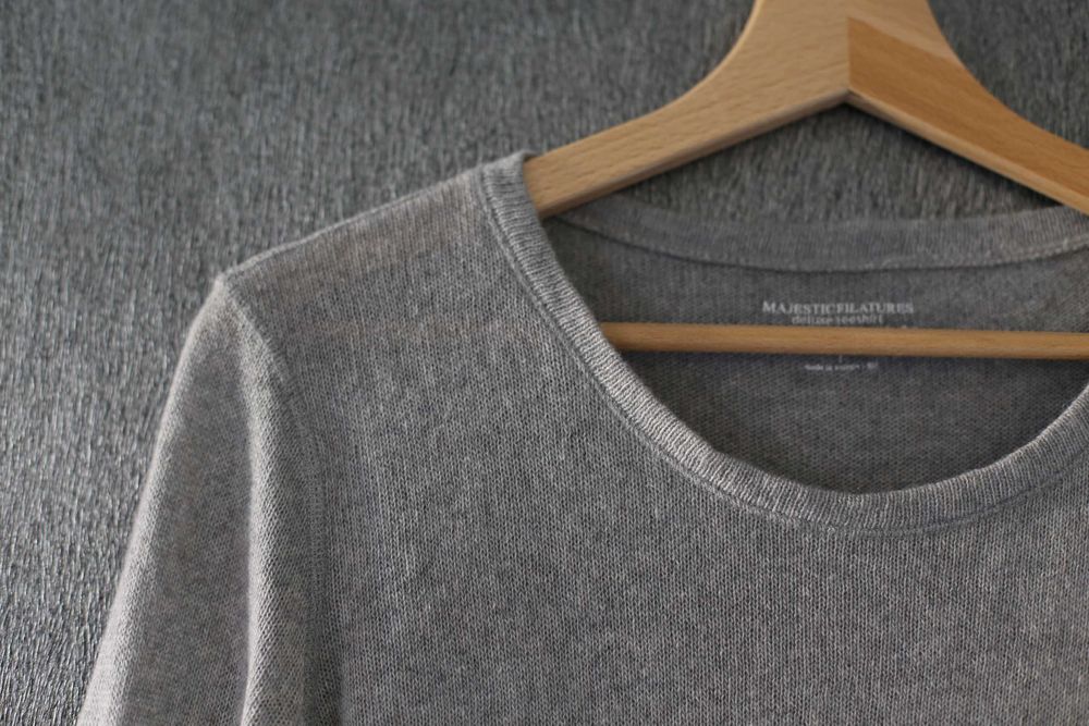 Sweter kaszmir Majestic Filatures rozm XS S merino jasnoszary