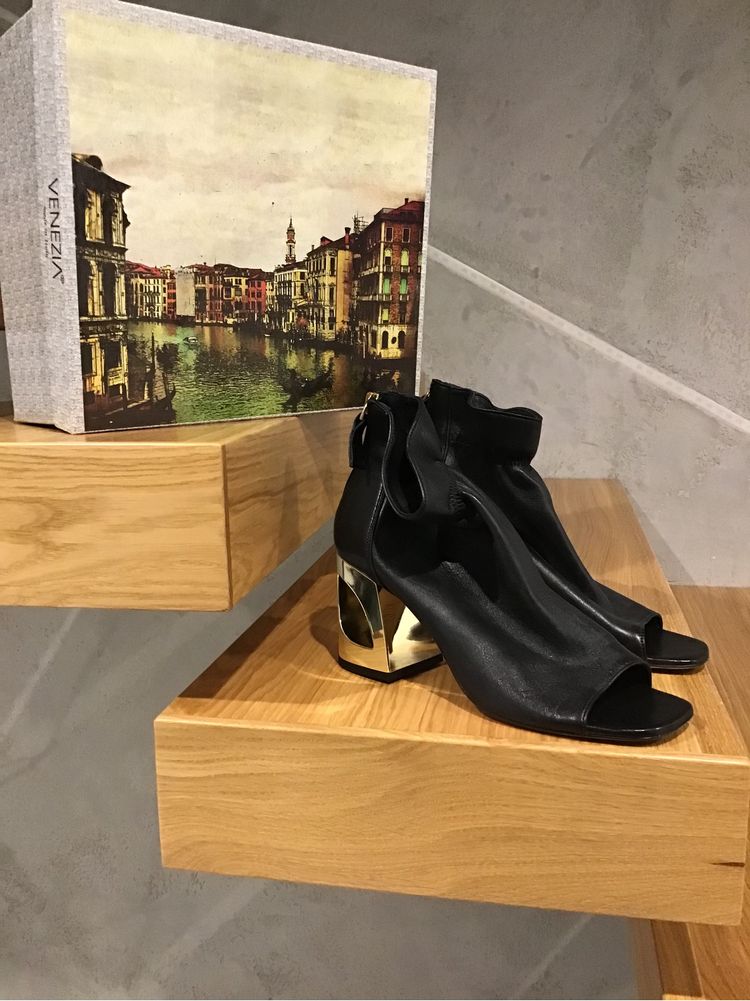 Skórzane  buty, botki bez palcy na zameczek rozmiar 40  venezia