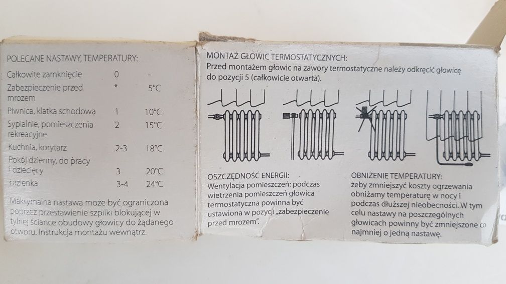 Termostat, głowica, zaworu grzejnikowego 6szt