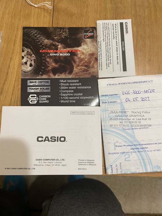 Zegarek męski Casio G-SHOCK Master of G Mudmaster Carbon Core Guard