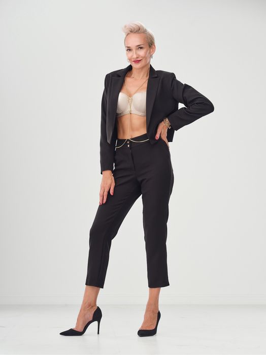 Li parie spodnie garniturowe capri 7/8 eleganckie czarne L 40