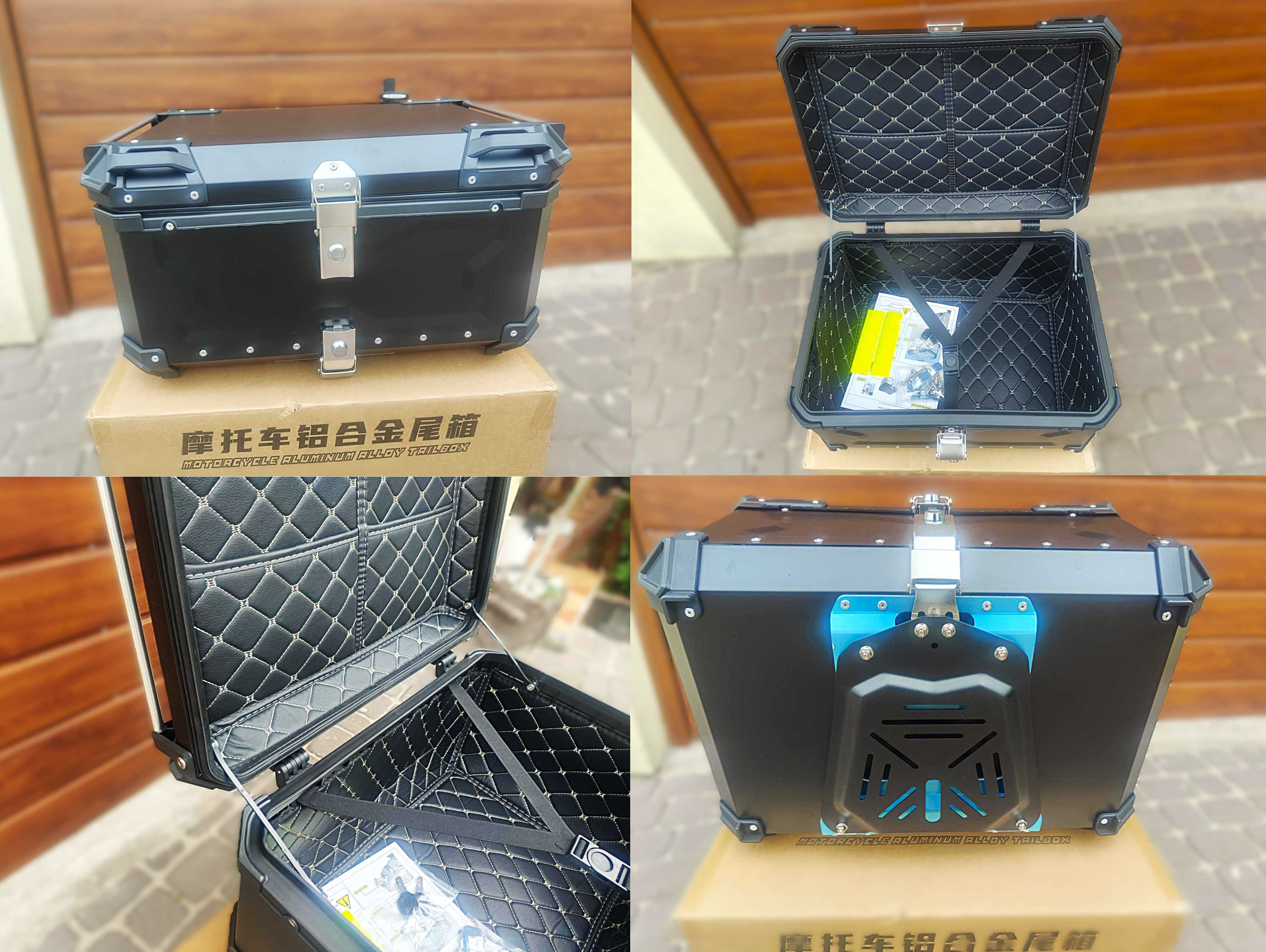 ALUMINIOWY kufer motocyklowy centralny CZARNY 45L / 55L / 65L+ PŁYTA