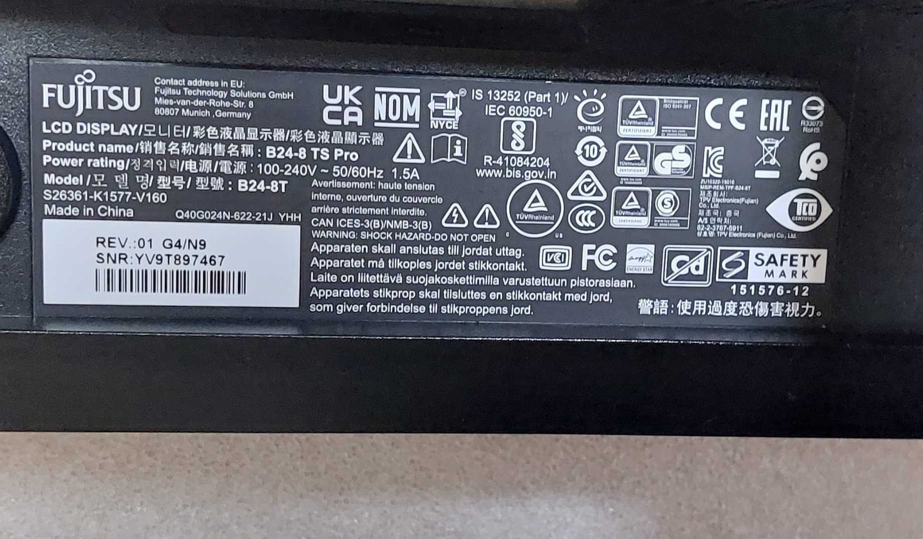 Monitor Fujitsu B24-8 TS PRO 24" FHD HDMI