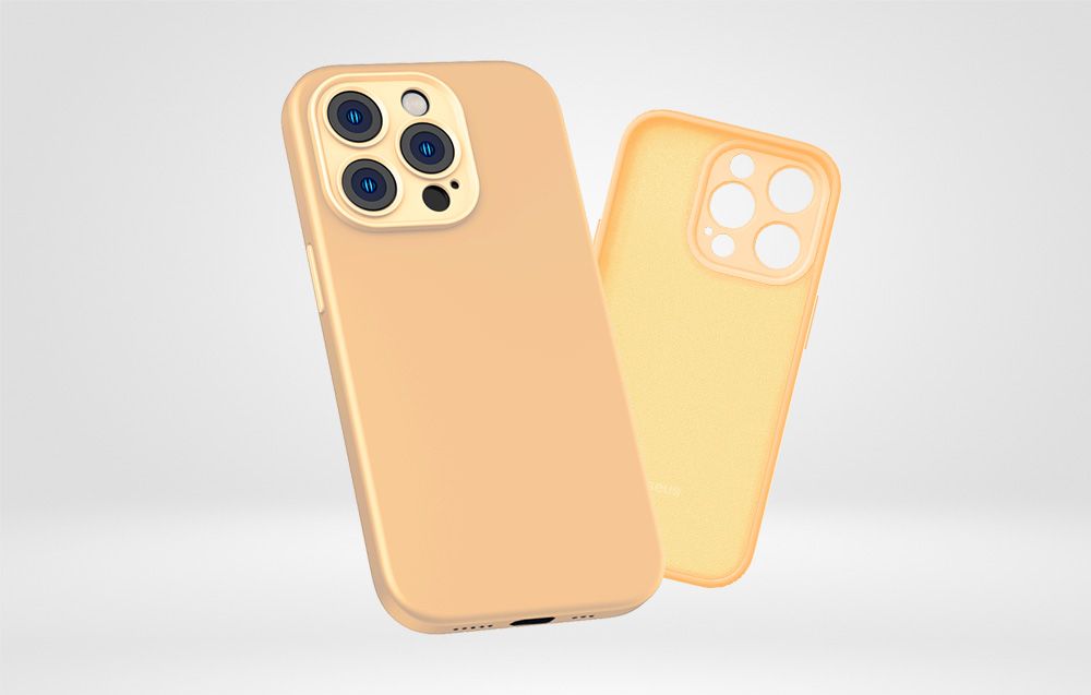 Etui + szkło do iPhone 14 Pro żółte Baseus Liquid Silica Case Zestaw