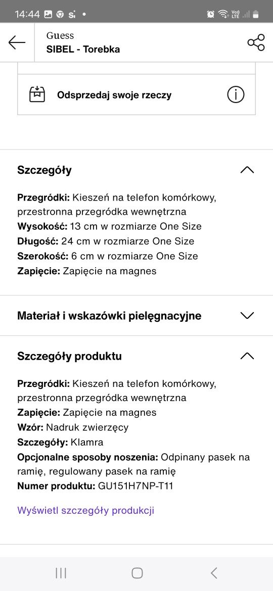 Guess torebka zwierzęcy wzór