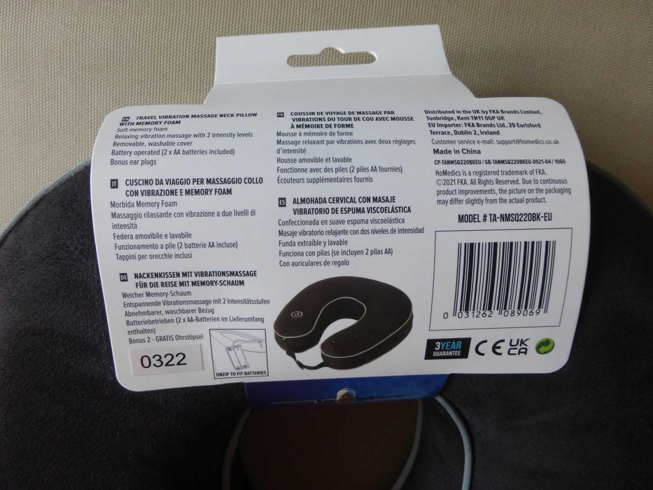 Homedics TA-NMSQ220BK-EU masażer do karku poduszka podróżna rogal