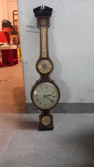 Relógio de parede com barómetro e termómetro vintage