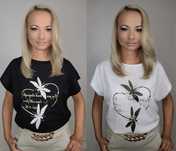 T-shirt koszulka ze złotym zdobieniem damska roz. 2XL-4XL DUŻO WZORÓW