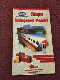 Mapa kolejowa Polski w skali 1:650000.