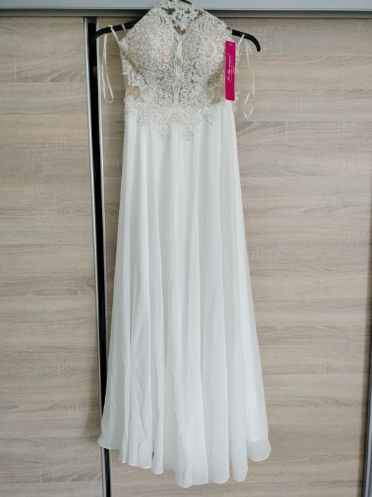 NOWA Sukienka elegancka biała długa