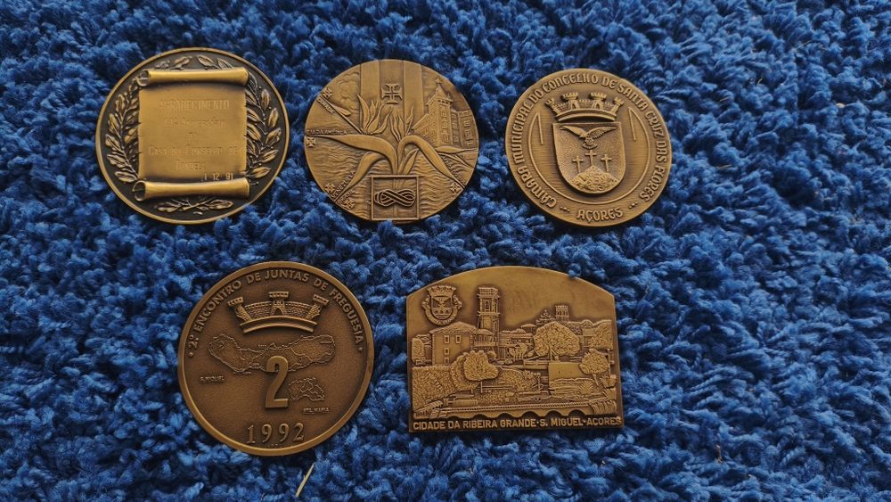 Conjunto de Medalhas Regionais Antigas Cobre