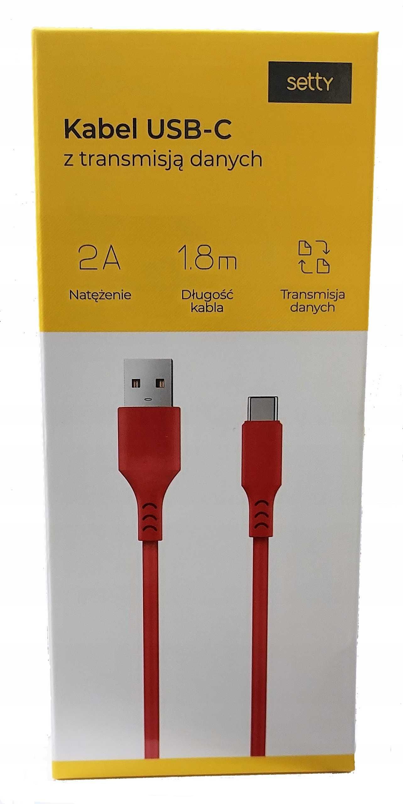 Setty Kabel USB-C 1,8m 2,0A czerwony