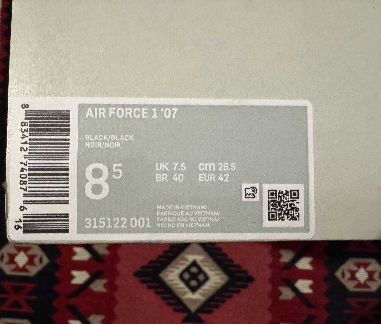 Nike Air Force 1 Black 36-46 Розмір
