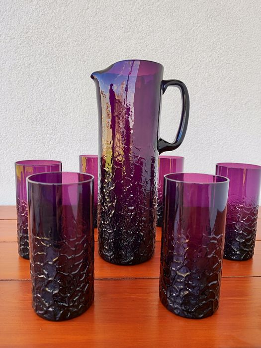 Wszewłod Sarnecki komplet dzbanek szklanki Krosno