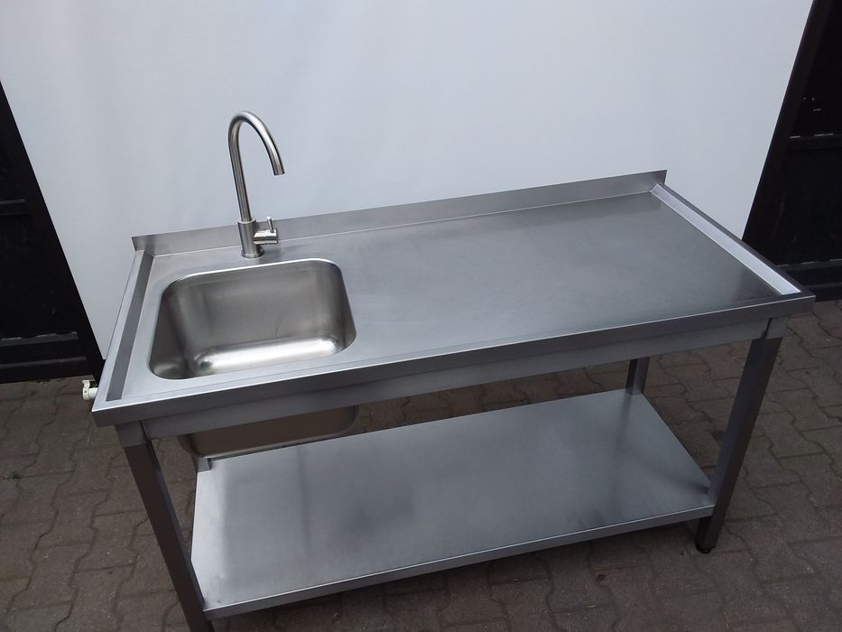 Zlew zlewozmywak ze stołem nierdzewny 60x140cm domowy gastronomiczny