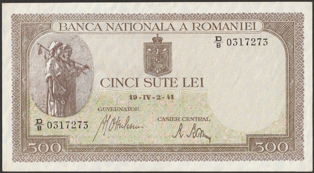 Rumunia 500 lei 1941 - zamek Peles - D/8 - stan 1/2