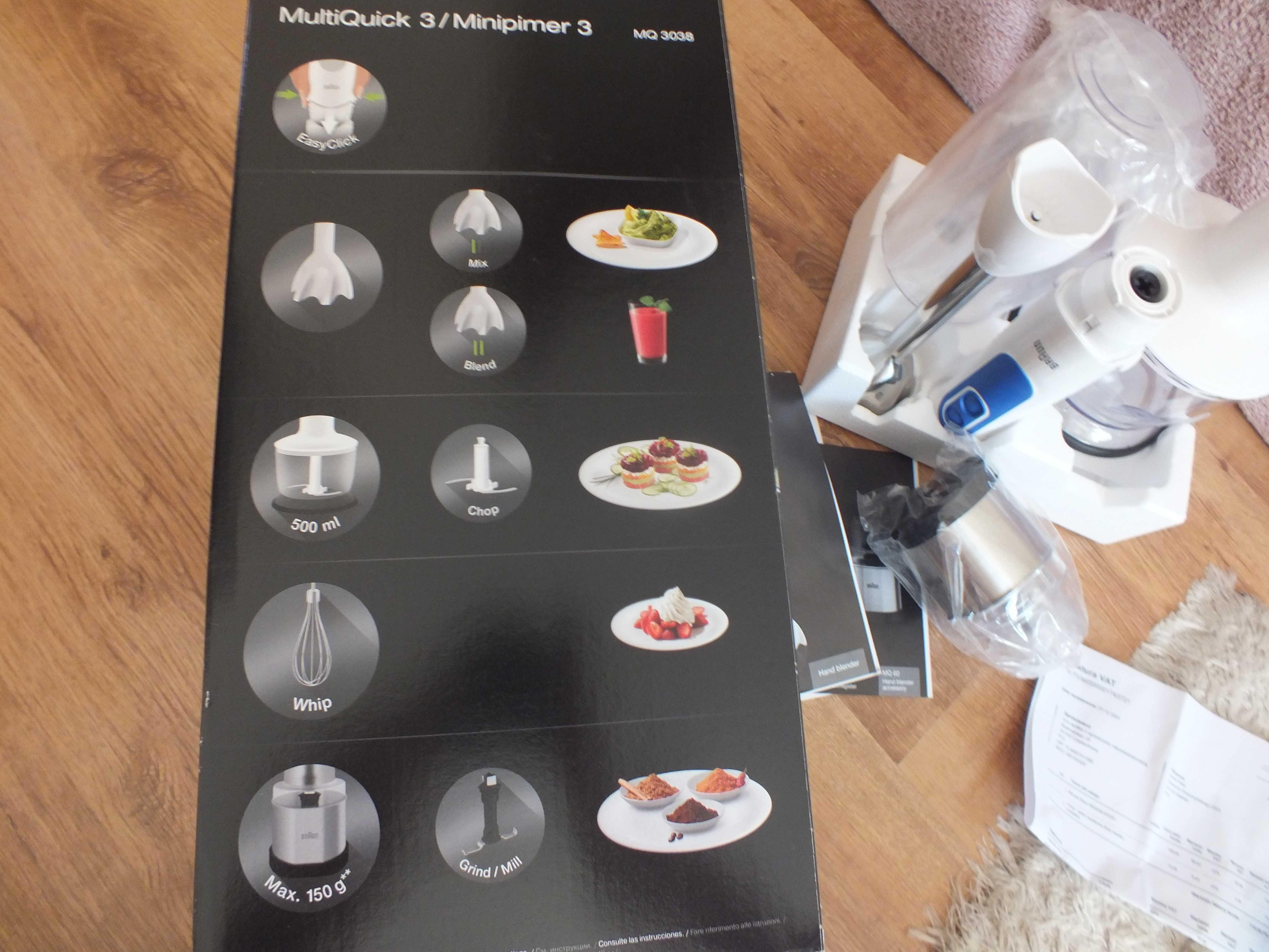 blender BRAUN Multi Quick MQ3038 Spice+ 4-elementy 700W NOWY gwarancja