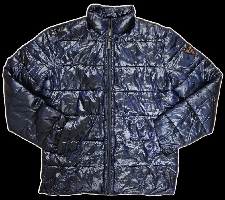 Куртка пуховик guess. Лакова синя