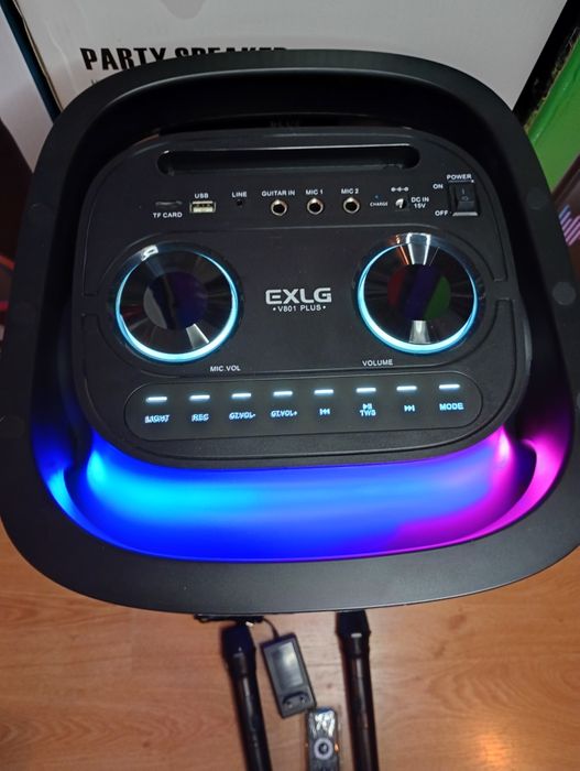 Блютуз караоке акустика Temeisheng-38D(SD,USB,FM)пультДУ, 2микрофона