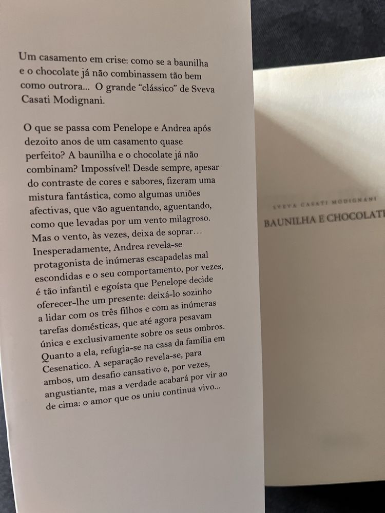 “Baunilha e Chocolate” de Sveva Casati Modignani (portes incluídos)
