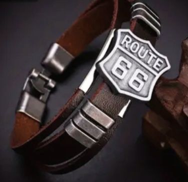 Opaska z prawdziwej skóry Route 66. Nowa