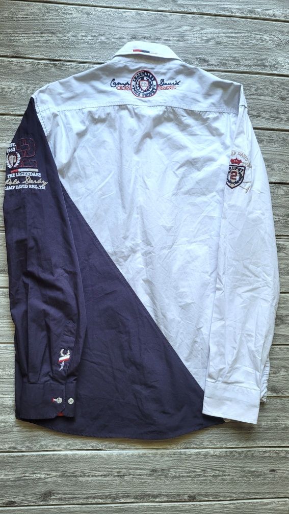 Koszula męska z długim rękawem sportowa napisy lekka casual L XL