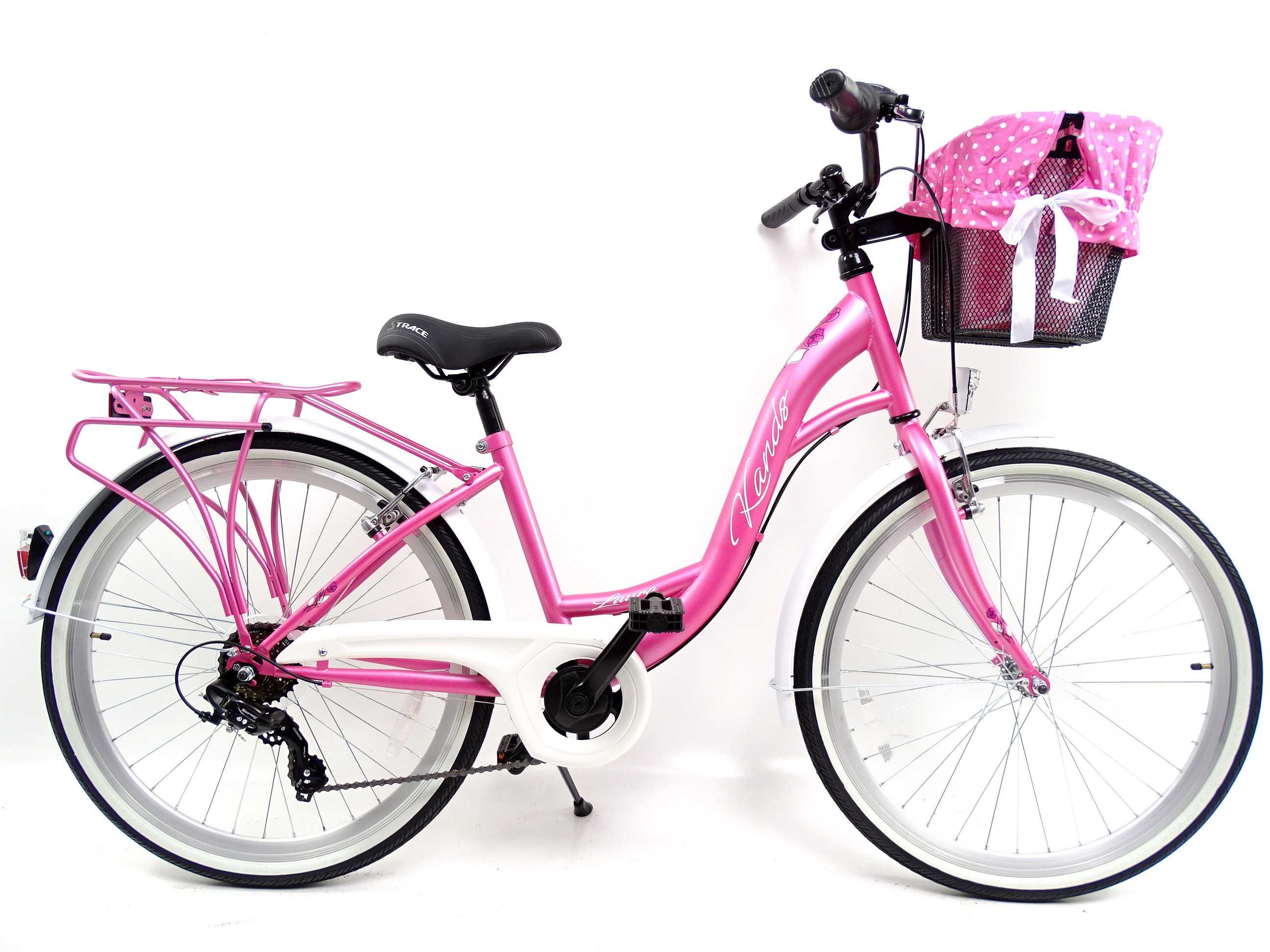 Rower dziewczęcy 26'' LAURA 6 biegowy SHIMANO róż 3xkolor gratisy