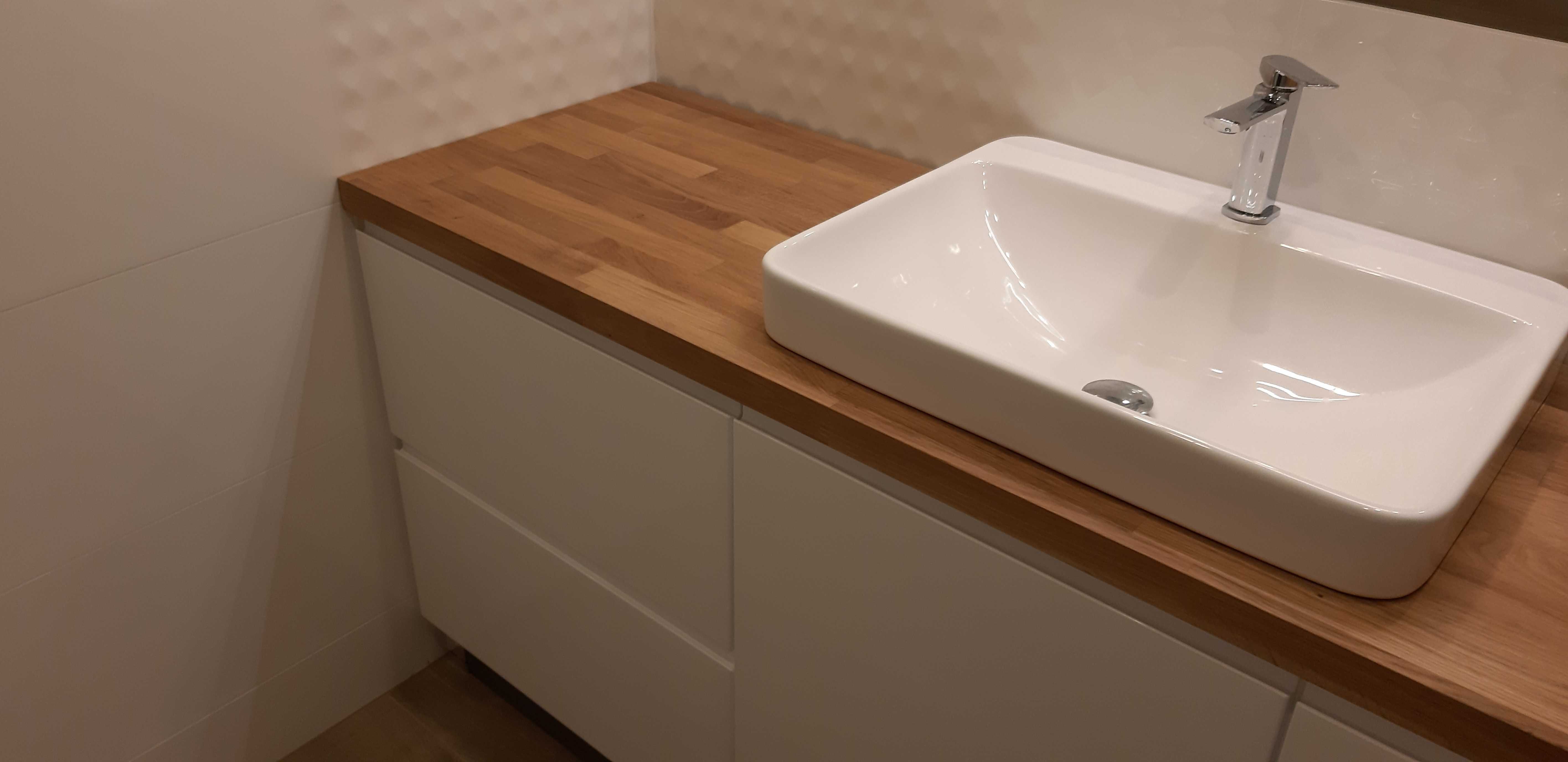Szafka pod umywalkę drewniany blat - meble łazienkowe na wymiar
