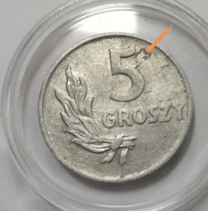 moneta 5 gr z 1949 z destruktem