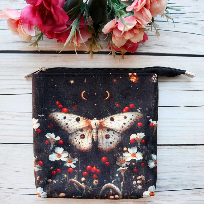 Kosmetyczka płaska do torebki ćma PL handmade