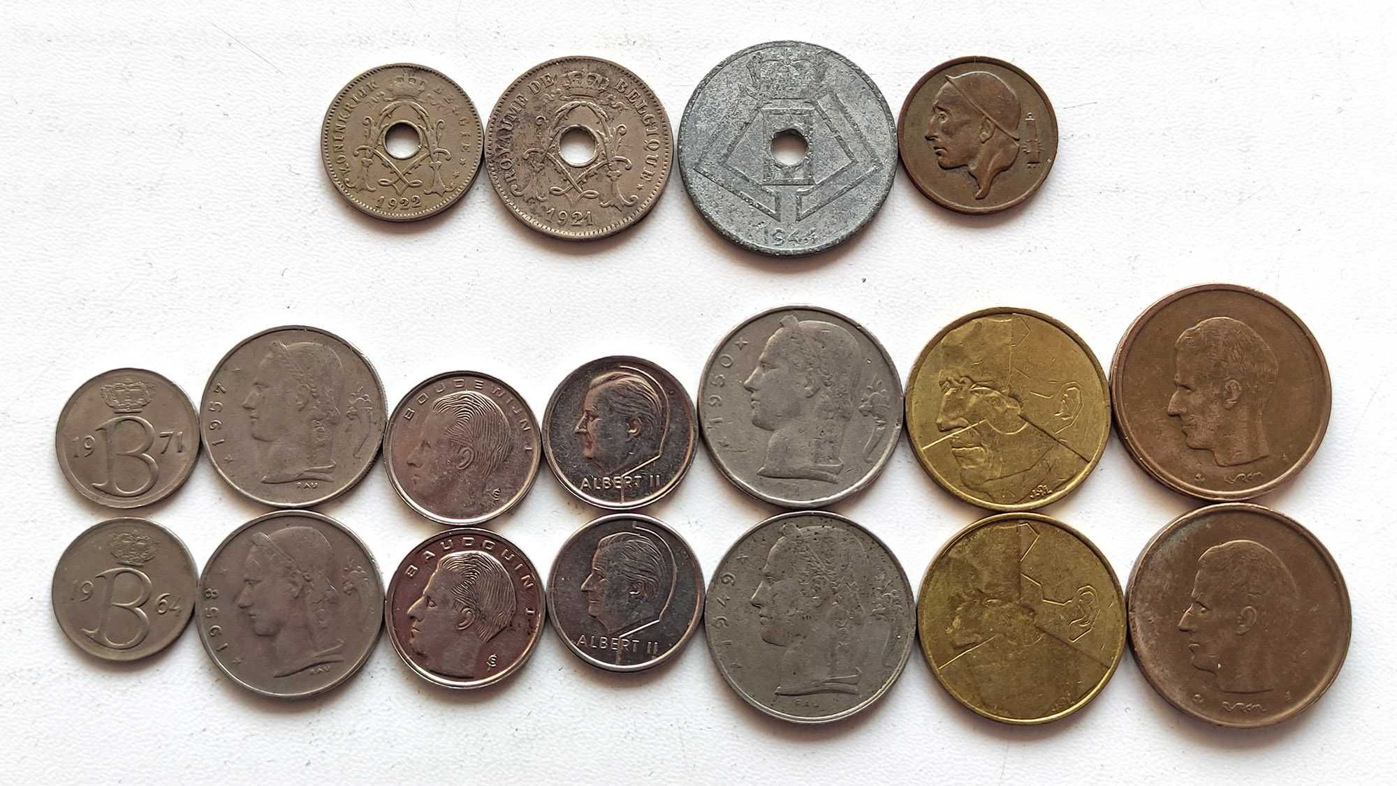 Монеты Бельгии (сантимы, франки), 18 шт
