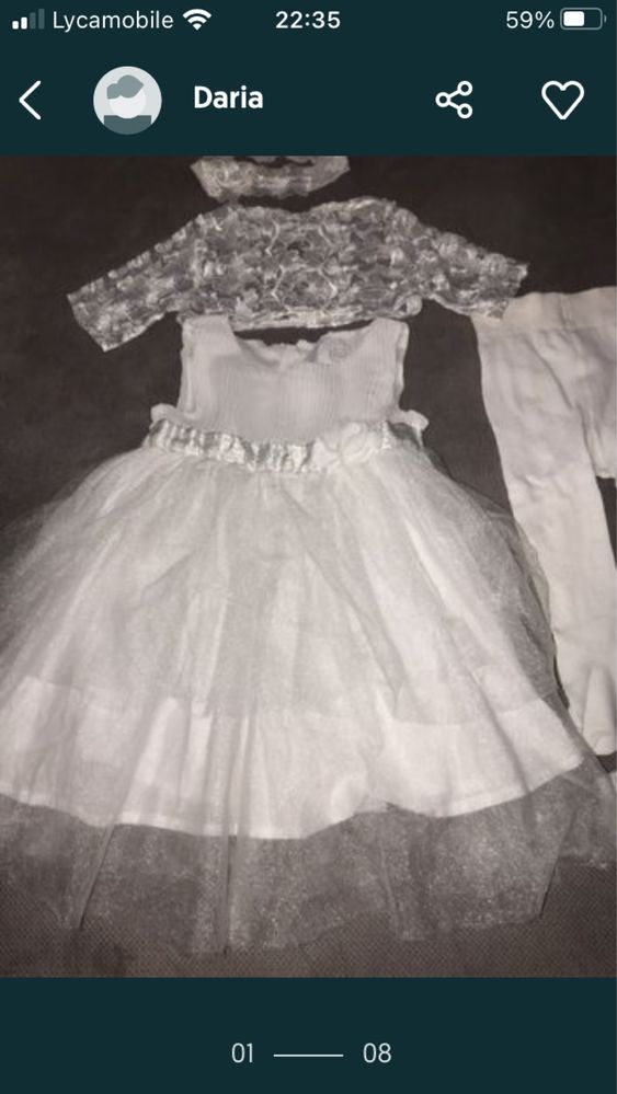 Sukienka biała + aksesoria r.68/74