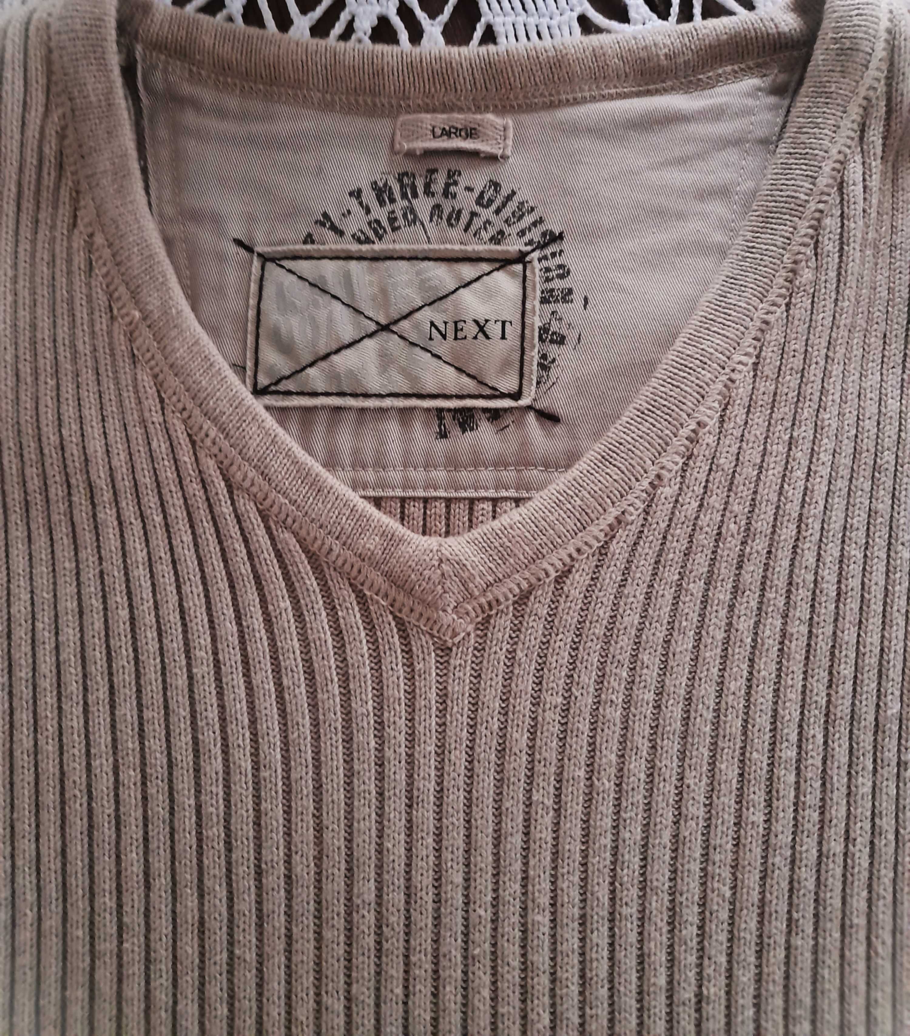 NEXT klasyczny męski sweter w serek roz.L/XL