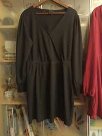 Czarna, kopertowa sukienka 44