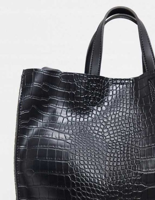 Torba Czarna nowa A4 wzór Croco Zara Mango