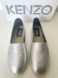 KENZO srebrne skórzane espadryle rozm. 40