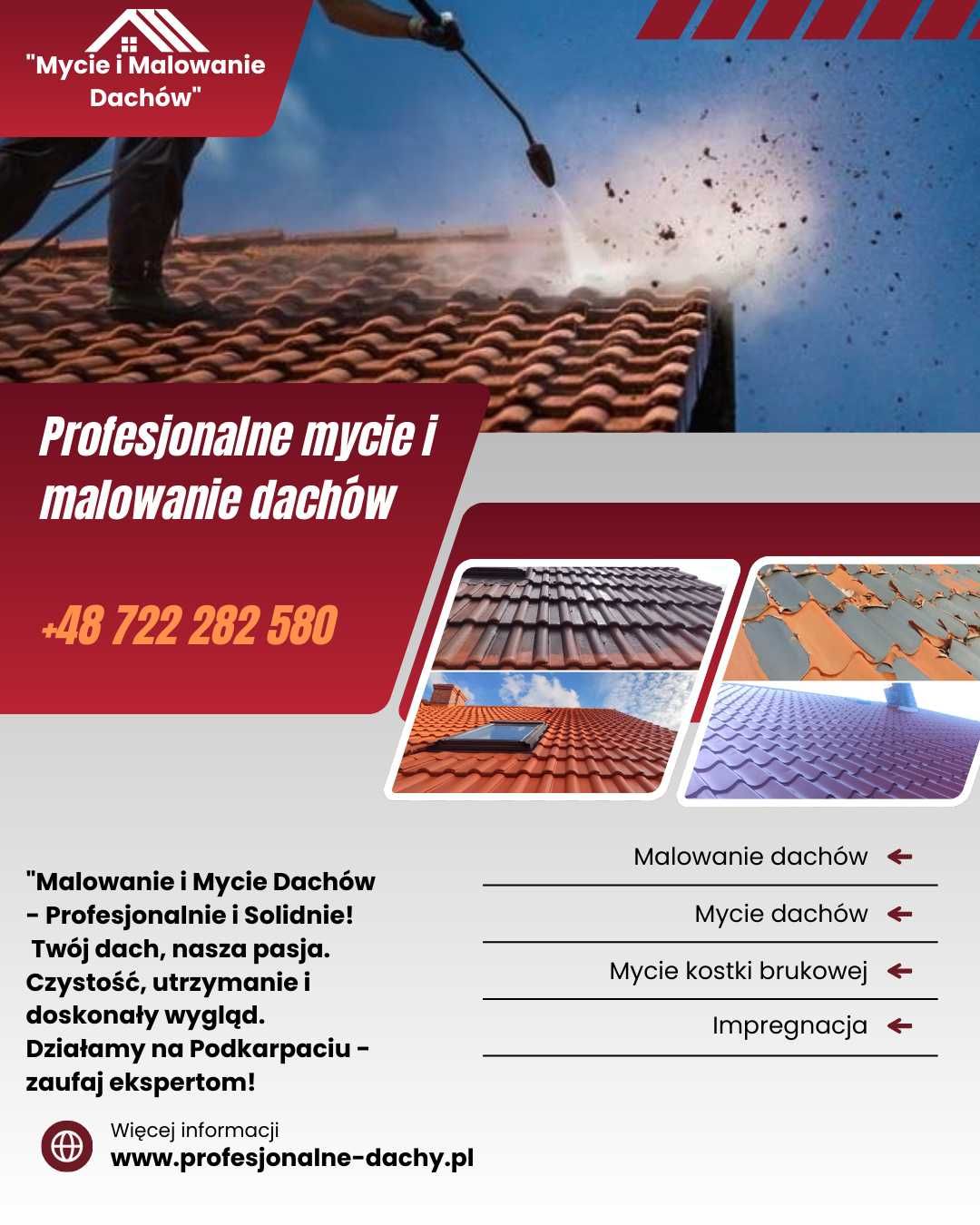 Malowanie mycie Dachów dachu pokryć dachowych WYCENA GRATIS