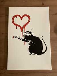 Banksy szczur z sercem płótno 60x40