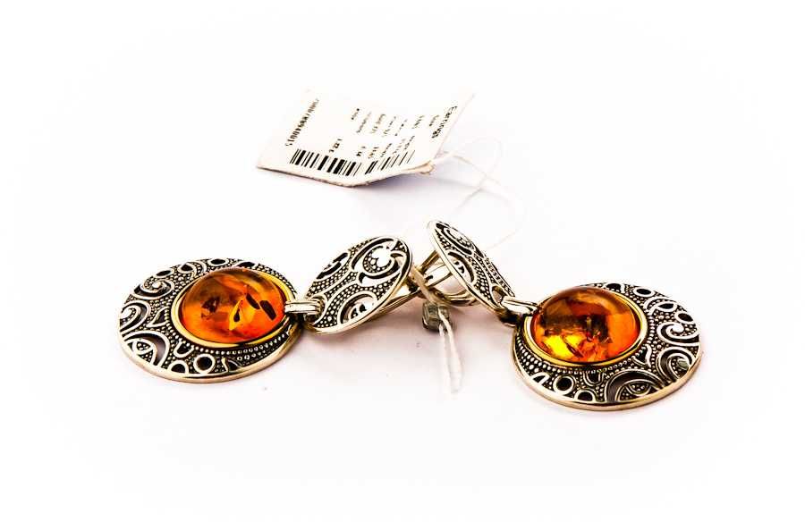 Długie Srebrno-Złote Kolczyki - Srebrne Kolczyki - 15,87g - BURSZTYN